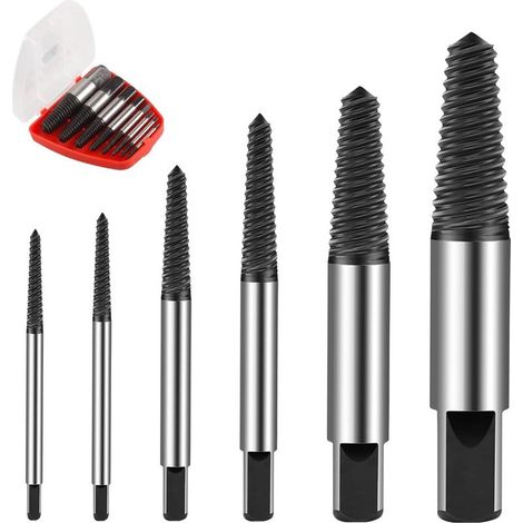 Extracteur Vis Tourne a Gauche Extracteur de Goujon Diamètre de 4 à 25 mm Extracteur de Vis pour Vis Endommagées Tuyaux (6 Pièces/Noir) (1/5)