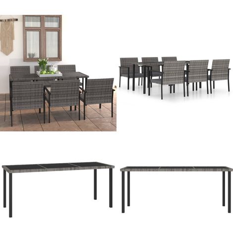 Juego de comedor para jardín 7 piezas ratán sintético gris - Mesa de jardín - Sillas de jardín