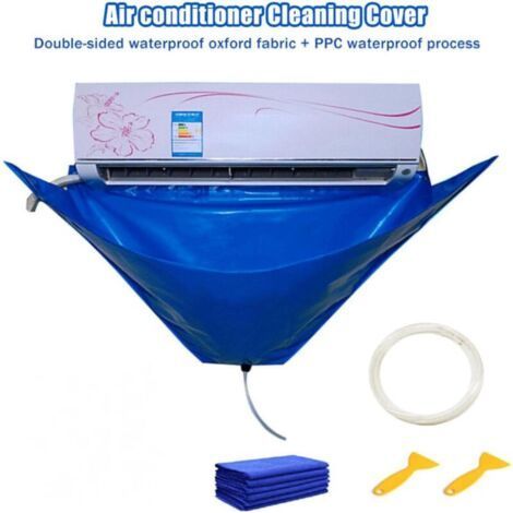 houssenettoyage pour climatisation - Plaquesupport à deux côtés Panneaux étanches Sac service pour climatiseur mural, kit nettoyage pour climatiseur étanche avec tuyau d'ea (1/4)