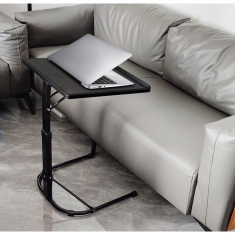 Hofuton Table d'ordinateur portable réglable en hauteur pour canapé-lit, table d'appoint pliante d'extérieur pour lit d'hôpital, bureau, chambre à coucher, noir (1/5)
