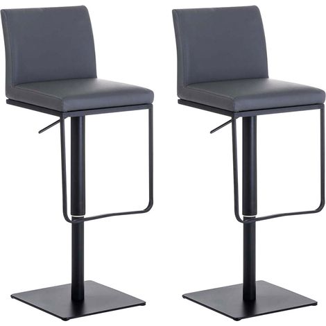 Set di 2 sgabelli da bar Panama rivestiti in similpelle grigio nero