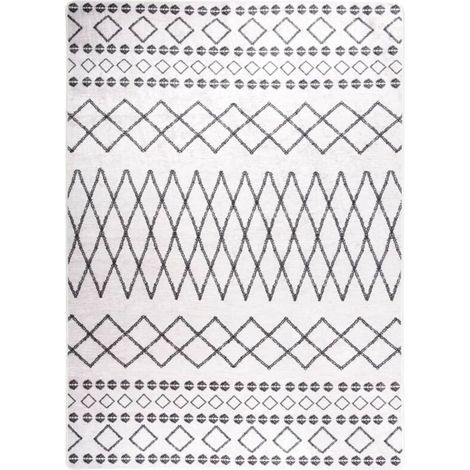 Tapis lavable antidérapant Tapis de salon Tapis d'entrée 120x180 cm Noir et blanc 34171