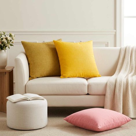 vidaXL Coussin avec oreiller HEERLEN 2 pc Jaune clair Tissu (1/5)