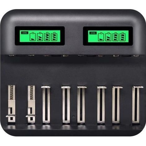 8-fach AA/AA/CD-Akkuladegerät, wiederaufladbarer Akku, multifunktionales intelligentes USB-Akkuladegerät mit LCD-Display (1/4)