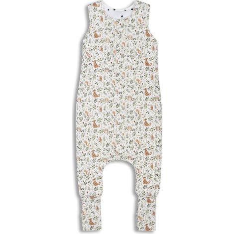 Saco de dormir con piernas, talla M (3-5 años), color marfil-bosque.