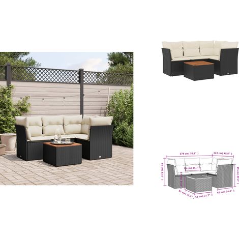Salon de jardin 5 pcs avec coussins noir résine tressée - Salon De Jardin - Meuble Extérieur - Salon D'extérieur - Set De Salon - Résine Tressée (1/3)