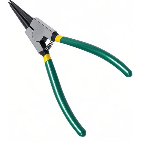 Pince à circlips droite de 175 mm pour anneaux de sécurité extérieurs, construction à ressort intérieur, protection contre la rouille, tête standard. (1/5)