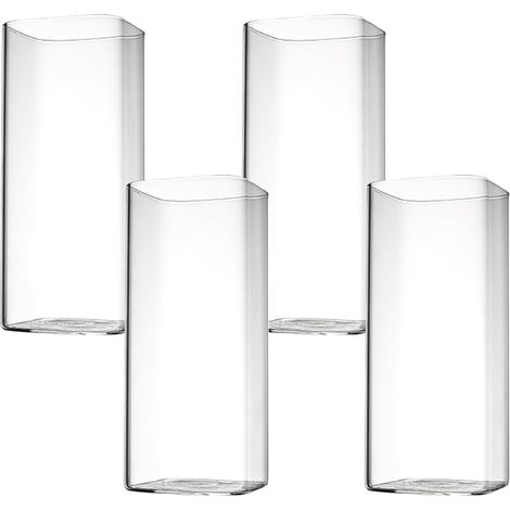Square Long Drink Glasses - Glasses for Water, Juice, Beer, Drinks, Cocktails, Mojito and Mixed Drinks (1/5)