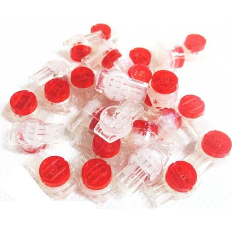 Lot de 100 pièces Verrou Connecteur UR Connexion de la ligne téléphonique Connecteur de regroupement 3 ports / 3 noyaux (Rouge (1/4)