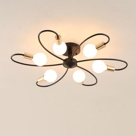 COMELY Plafonnier Chambre Industrielle 6 lumières moderne chandelier noir or lumière pendante luminaire de plafond luminaires de plafond gradables pour salon/cuisine/salle à manger (1/5)