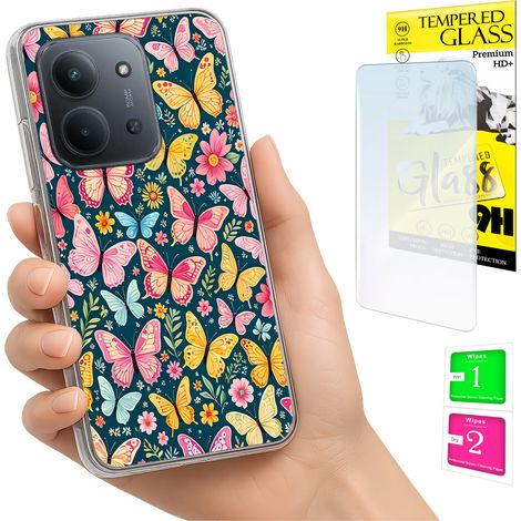 Custodia per Xiaomi Redmi 15C 5G 173mm / Custodia per Poco C85 con retro a farfalla e vetro 9H (1/5)