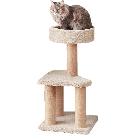 Arbre à chat avec griffoirs, pour la maison, beige, taille M (40 x 40 x 80 cm) (1/5)