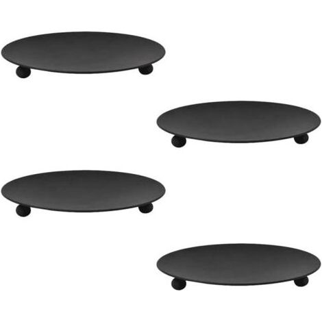 4 Pièces 11cm Bougeoir en Métal Bougeoir Fer Forgé Noir Bougeoir Pilier Plateau Retro Candélabres pour Mariage Maison Décoration Noël Cadeau d'anniversaire Dîner Aux Chandelles (1/5)