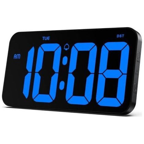 Horloge murale numérique avec d'énormes chiffres clairs de 4 pouces, prise en charge du format d'heure militaire/standard, gradation automatique, DST, horloge murale silencieuse (1/4)