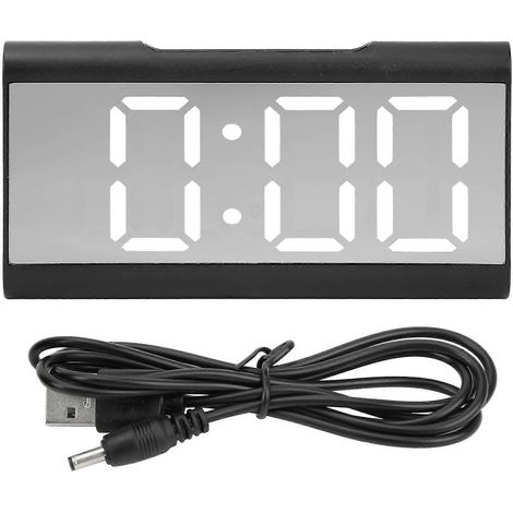 Réveil de bureau rechargeable par USB avec affichage numérique LED et finition miroir, idéal pour les chambres, les maisons, les bureaux et les écoles. Blanc. (1/5)