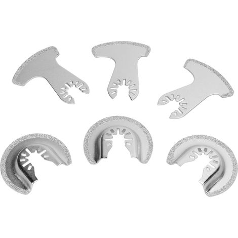 Ensemble de 6 lames de scie oscillantes à segments diamantés en carbure pour le travail du bois, multifonctionnelles (1/5)