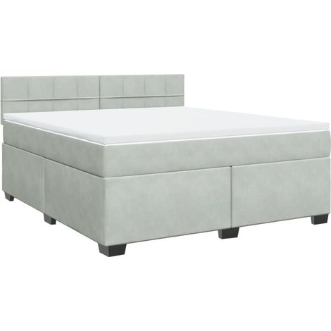 Maison Exclusive - Sommier à lattes de lit et matelas Gris clair 180x200cm Velours (1/5)