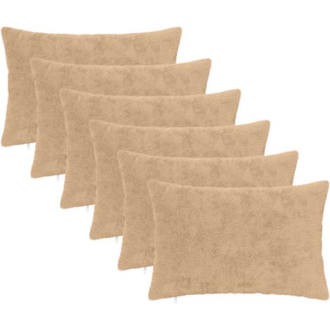 Filiyano-Lot de 6 housses de coussin HEERLEN blanc crème 50 x 70 cm imitation fourrure de lapin (1/5)
