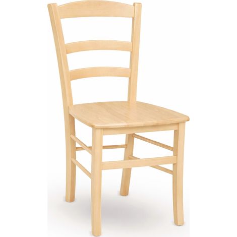 Sedia da sala da pranzo Paesana in legno colore naturale con seduta in massello
