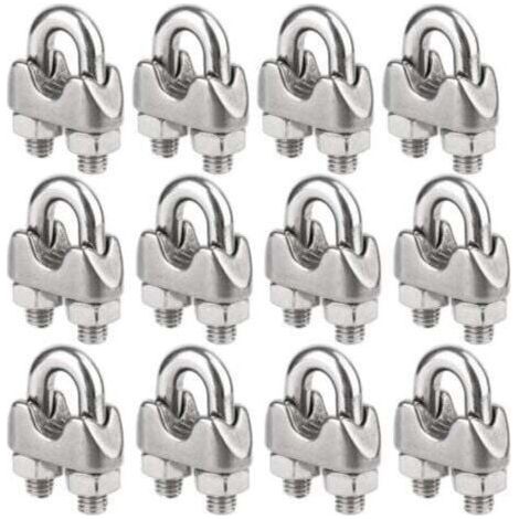 Lot de 12 attaches de câble en acier inoxydable pour câbles en acier de 4 mm de diamètre (M4). (1/4)
