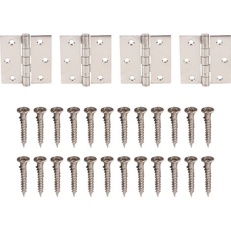 4pcs Door Hinges Stainless Steel Butt Hinge with Thick Bearing Square Corners 24pcs Screws for Wooden Hotel Room Doors (1/5)