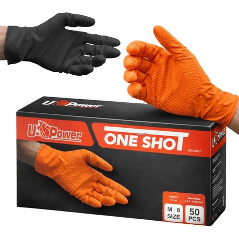 Guanti in Nitrile Spessorato con Grip UPower One Shot Nero S
