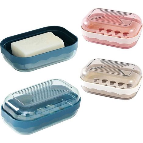 Boîte à savon en plastique, lot de 3, portable, avec couvercle, étanche, idéale pour la salle de bain, les voyages et le camping (1/5)