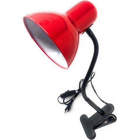 Lampada snodabile da scrivania con pinza braccio flessibile luce da tavolo orientabile con attacco per lampadine E27 Rosso (1/2)