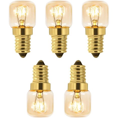 Lot de 5 Ampoule à Sel 15W E14 T22, Incandescence Blanc Chaud 2700K, 80LM, AC 230V, Ampoule Four 15w 300°, Pour Four, Frigo, Lampe de Sel, Fours Grill