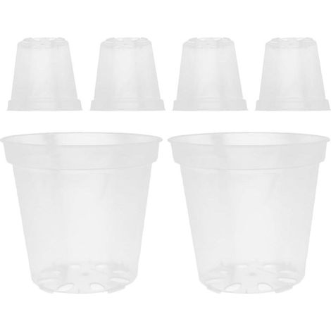 Set di 6 vasi da fiori in plastica trasparente, ideali per orchidee, adatti sia per interni che per esterni, robusti e traspiranti. (1/3)