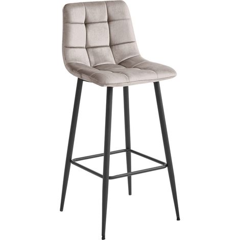 Sgabello da bar Arceto in velluto beige scuro e metallo nero (1/5)