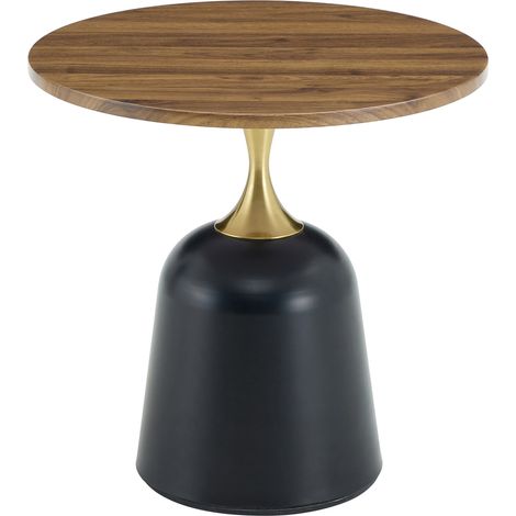Table d'appoint ronde 60 cm avec plateau aspect noyer et piètement métallique (1/5)