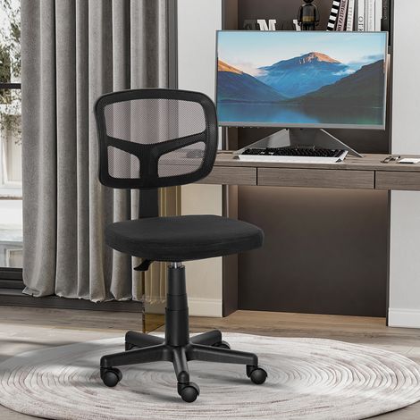 Sedia da ufficio ergonomica Vinsetto in rete, girevole a 360° con altezza regolabile, supporto lombare traspirante e ruote, senza braccioli, 43x48x77,5-89,5 cm, nera.