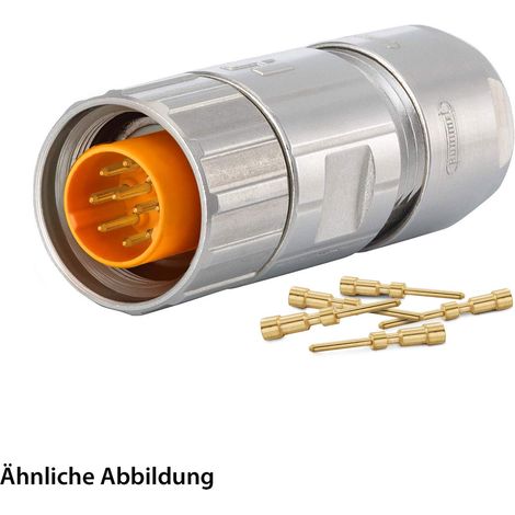 HUMMEL SET inkl. Kontakte M16 Kabelsteckverbinder, Crimpeinsatz gerade Polzahl 3+4+PE, Stift lange Version Kabelabgang gerade, Klemmbereich 8,0mm - 11,0mm - 1 Stück