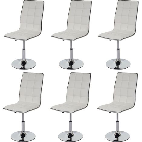 6x chaise de salle à manger HHG-834, fauteuil, similicuir, blanc