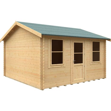 14x14 The Skipton 28mm Cabin - L415 x W415 x H293.2 cm - Solid Wood/Softwood/Pine - Natural