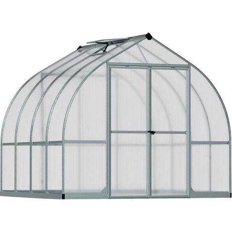 Palram – Serre de jardin polycarbonate 6m² – Double parois 6 mm – Structure aluminium – Résistante au vent et à la neige – Accès facile avec double portes