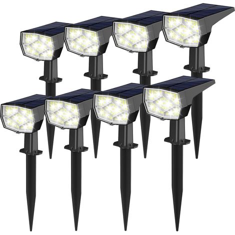 8er-Pack Solar-Strahler für draußen, 64 LED 3 Modi Solarlampe für den Außenbereich, Garten, IP65 wasserdichtes Solar-Flutlicht für draußen für Garten, Hof, Einfahrt, Weg (Kaltweiß) (1/5)