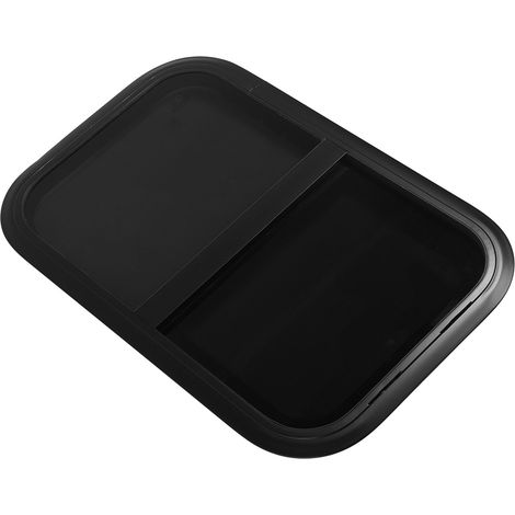 700 x 450 mm schwarzes Aluminium-Vertikalschiebefenster für Wohnmobile mit abnehmbarem Moskitonetz, 43–48 mm Wandstärke, Verglasung für Wohnwagen (1/5)