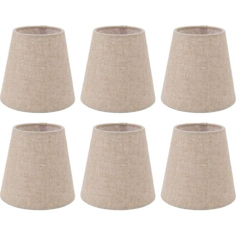 Eosnow 6 pièces petit abat-jour Clip sur tambour abat-jour en tissu de lin pour bougies ampoules accessoires d'éclairage (1/4)