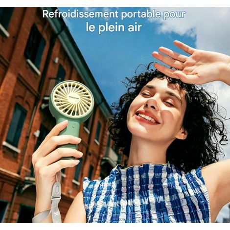 Mini ventilateur portable Aigostar vert 3,2 pouces, 7 pales, 3 vitesses, batterie 500mAh rechargeable, compact et pratique pour une utilisation nomade (1/3)