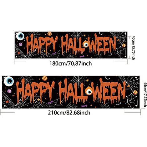 Bannière d'Halloween citrouille, décoration effrayante, ambiance festive - 40 x 180 cm - Style 24