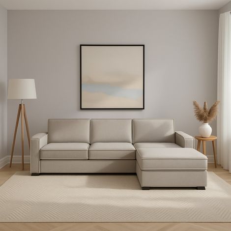 Talamo Italia Sofá fijo Nami, Sofá de esquina, 100% Made in Italy, Sofá Salón con, Península contenedor derecha, con reposabrazos estándar, Cm 280x95h90, Tórtola, con embalaje reforzado (1/5)