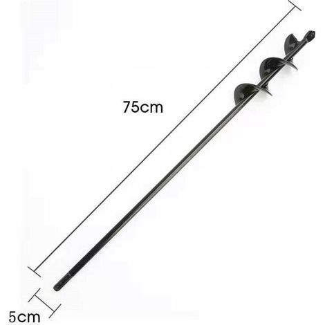 Perceuse, perceuse de sol pour l'installation de clôtures, perceuse à main, petite perceuse à barre de torsion, accessoires de jardin, ameublissement de plantation de fleurs (noir - diamètre 5 cm x lo (1/5)