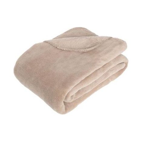 Atmosphera – Plaid beige clair 230x180 cm en polyester microfibre – Texture douce et agréable – Lavable en machine à 30°C