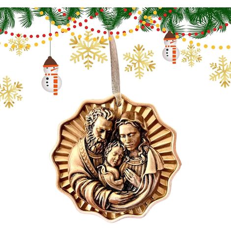 Ornements de Crèche Décoration Religieuse en Résine à Suspendre Ornements de la Crèche pour le Sapin de Noël Pour l'Intérieur Maison, Cheminée, Fêtes, Anniversaire et (1/5)