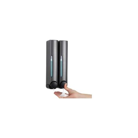 Dispenser di sapone a parete, dispenser di gel doccia, dispenser 2 in 1 per shampoo e balsamo, non richiede foratura, ideale per bagno, cucina, mercato, hotel, ristorante, 380 ml, 107,728 cm - Crezuo