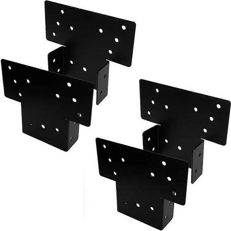 Ensemble de 4 pièces pour pergola, support en T à trois voies, compatible avec poteaux en bois de 10 x 10 cm, acier robuste, compatible avec les tonnelles, P (1/5)