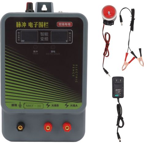 Chargeur de clôture électrique avec voyant lumineux d'alarme de défaut, impulsions électriques pour ferme et zoo, 100-240V, prise US (1/5)