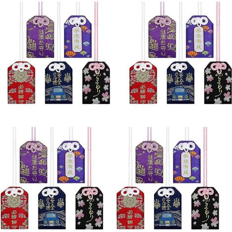 Set mit 20 japanischen Omamori-Glücksbringer-Säckchen für Gesundheit, Studium, Liebe, Erfolg und Verkehrssicherheit, 5 verschiedene Ausführungen (1/5)